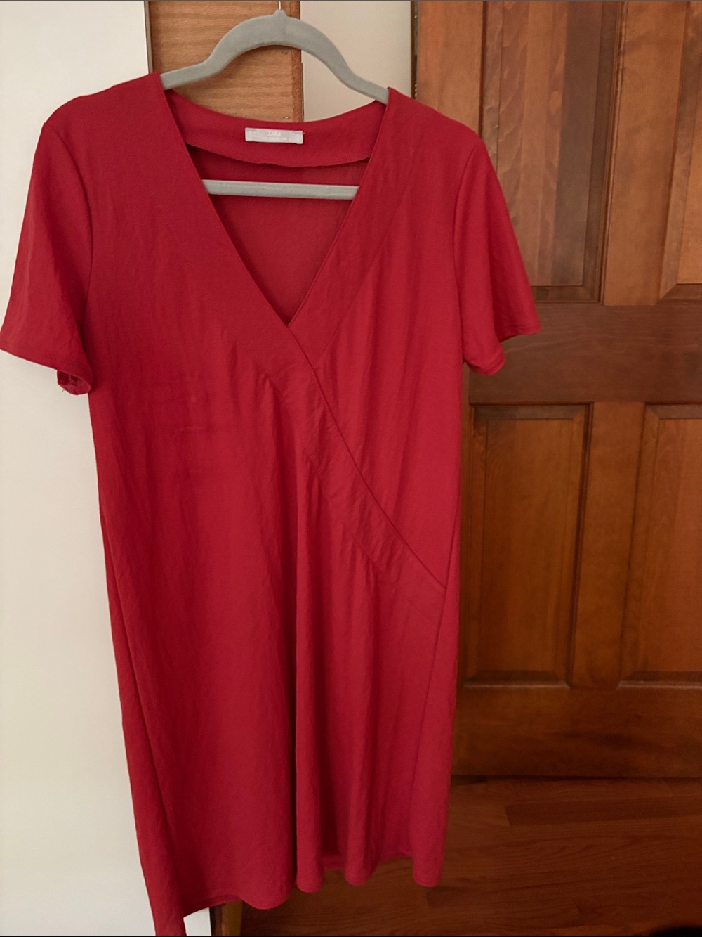 Zara Bright Red Drees with V neck